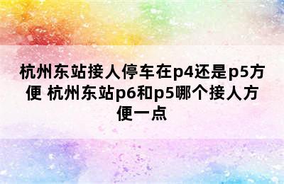 杭州东站接人停车在p4还是p5方便 杭州东站p6和p5哪个接人方便一点